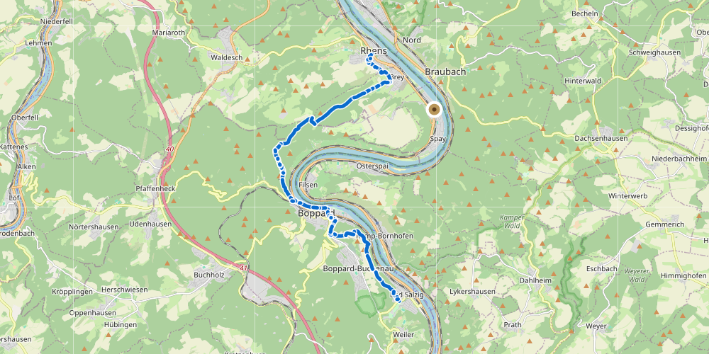 Karte: Rhein-Burgen-Weg Etappe 8 (Rhens - Bad Salzig) durch Spay
