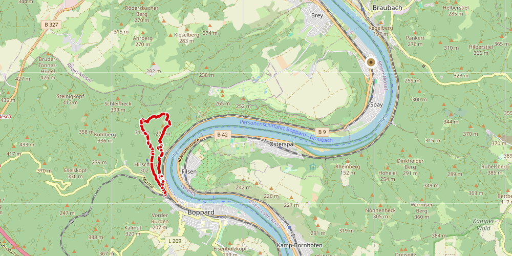 Karte: Traumschleife Mittelrhein-Klettersteig bei Boppard